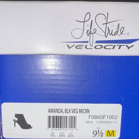 Life Stride Velocity Memory Foam Black Women's Heels Size 9.5 Peep Toe Booties - Picture 15 of 15